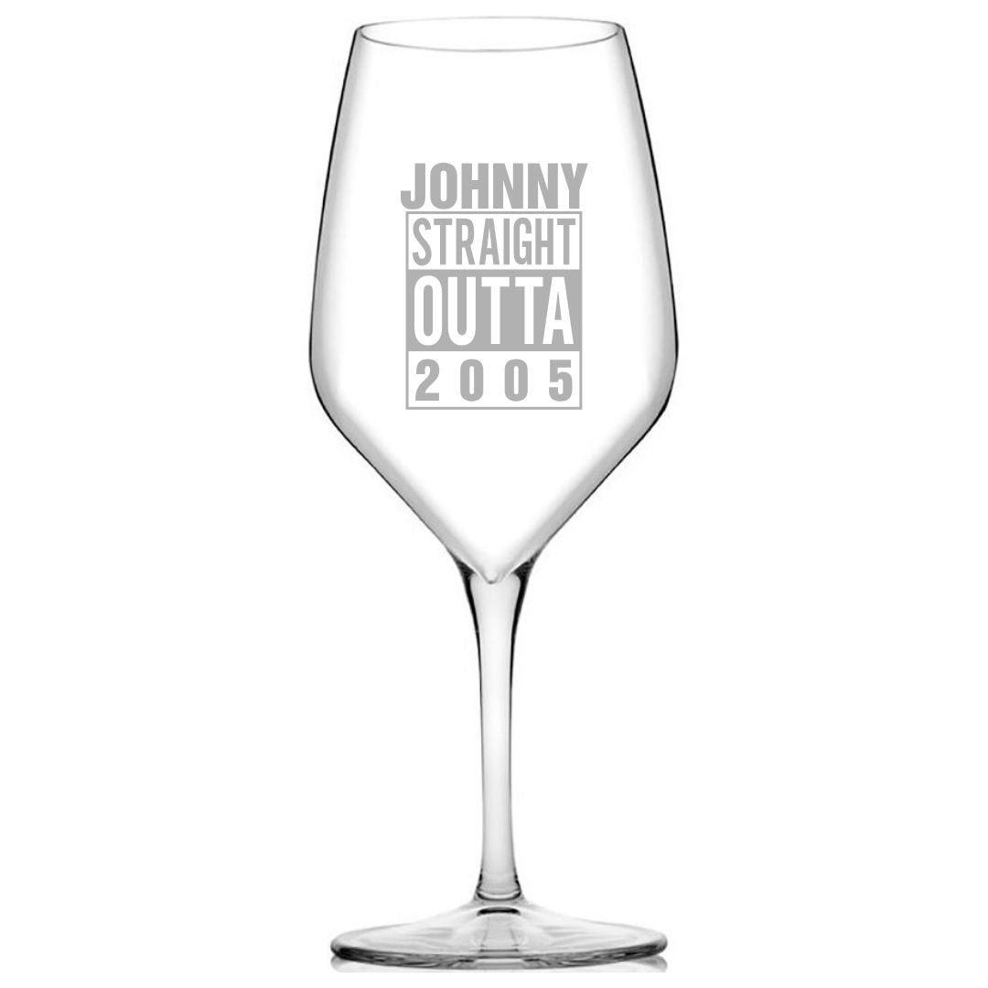 Personalised 21st Milestone Birthday Wine Glass – Pop Culture Design Laser Etched