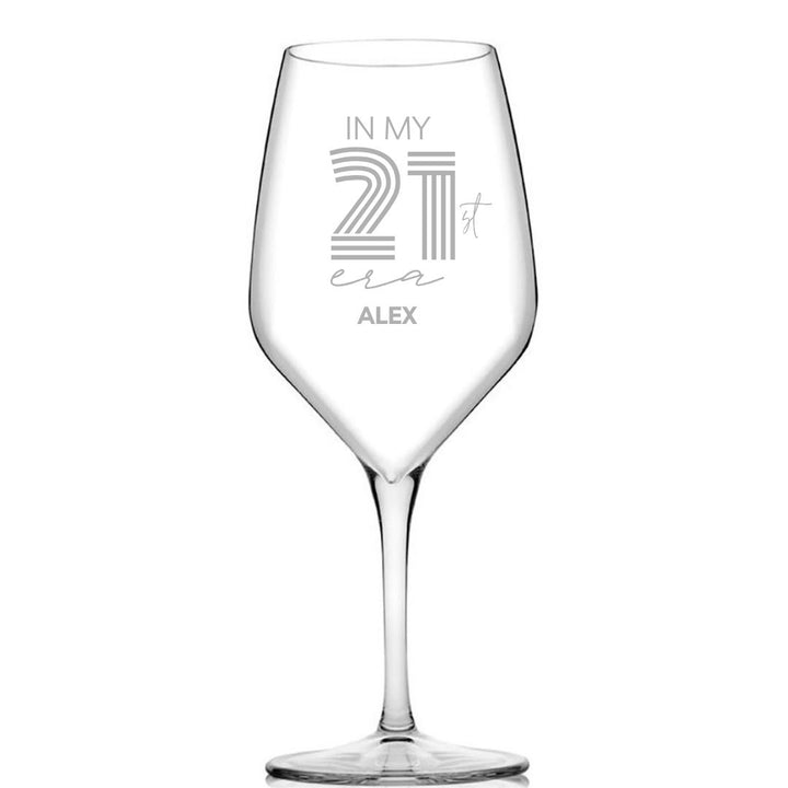 Personalised 21st Milestone Birthday Wine Glass – Pop Culture Design Laser Etched