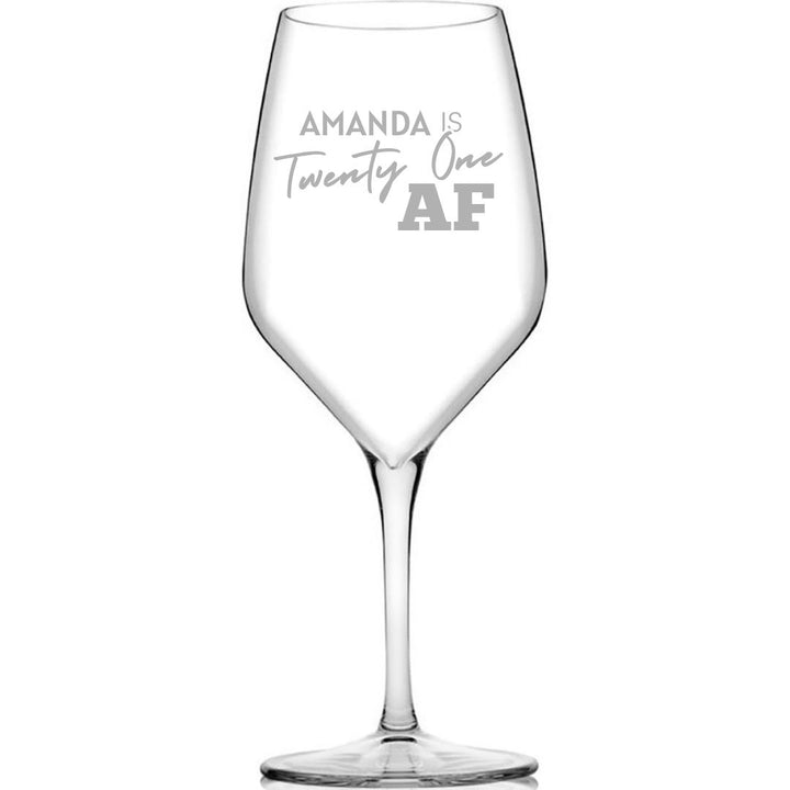 Personalised 21st Milestone Birthday Wine Glass – Pop Culture Design Laser Etched