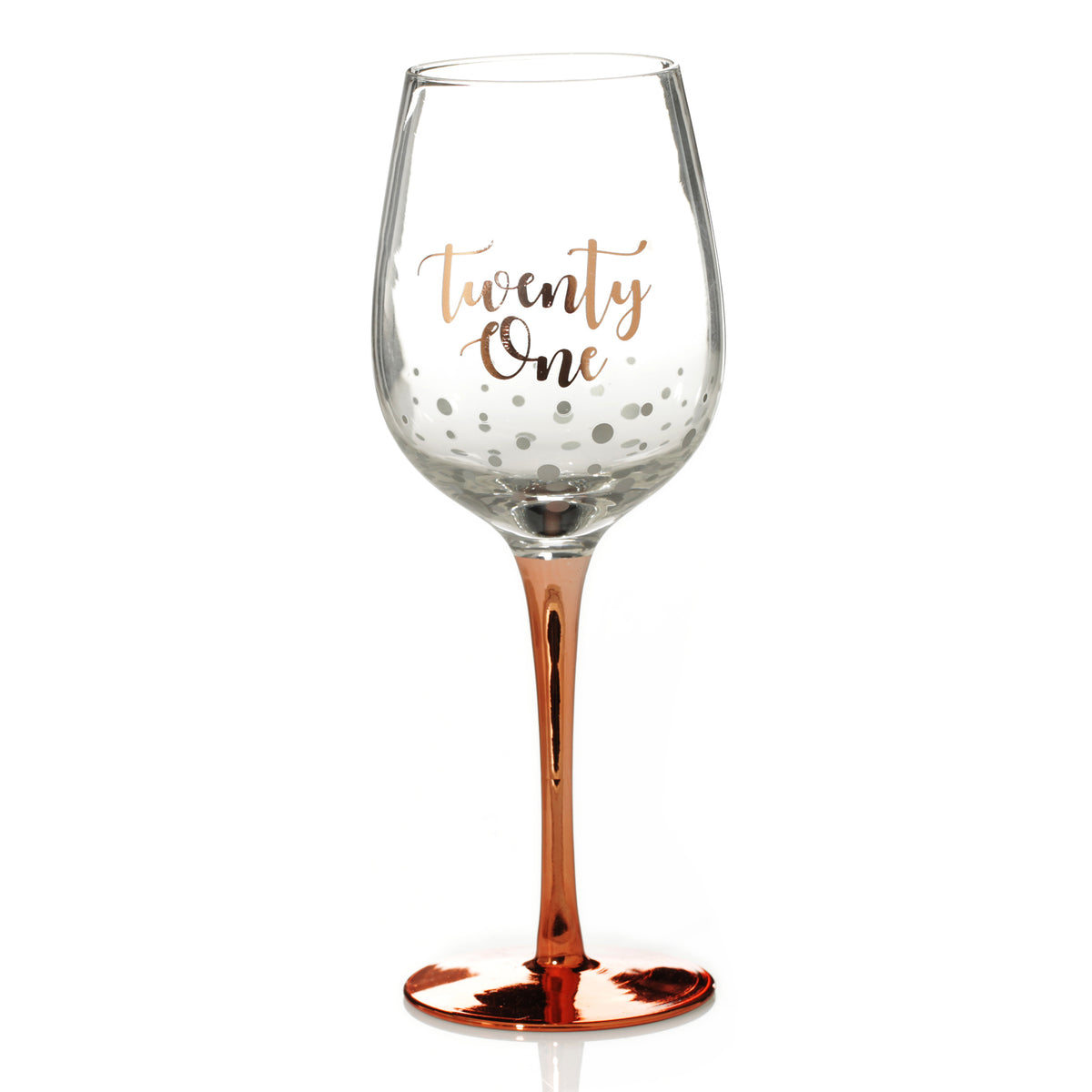 Personalised Rose Gold 21st Birthday Wine Glass