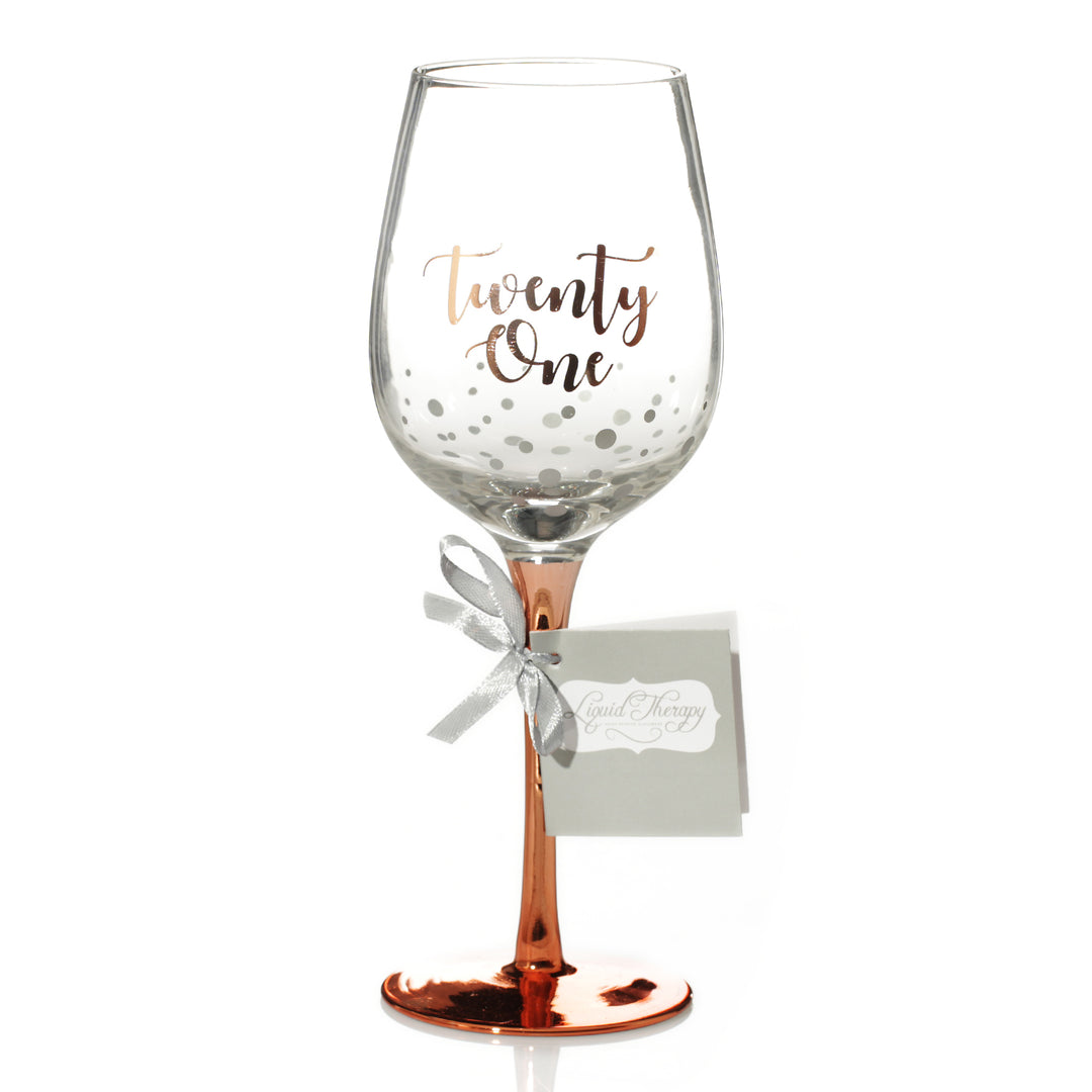 Personalised Rose Gold 21st Birthday Wine Glass