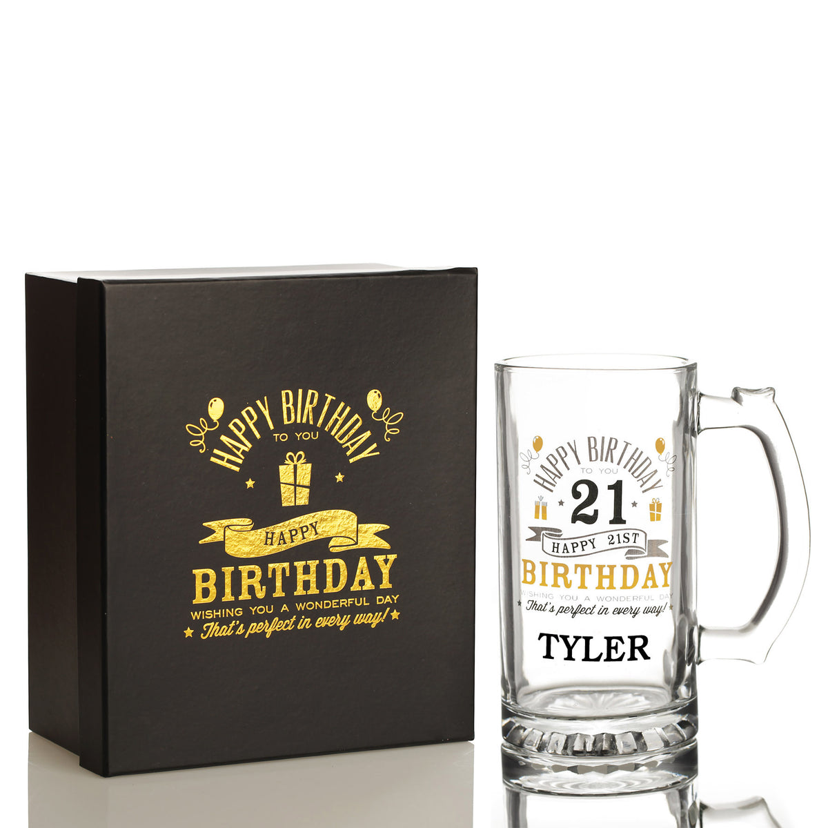 Personalised 21st Happy Birthday Tankard Glass Stein