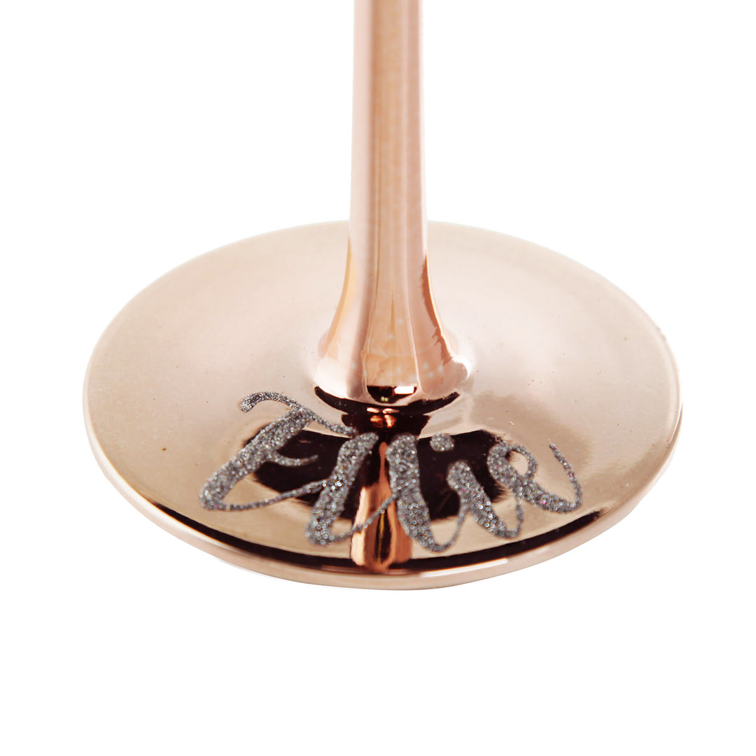 Personalised Rose Gold 21st Birthday Wine Glass Base

