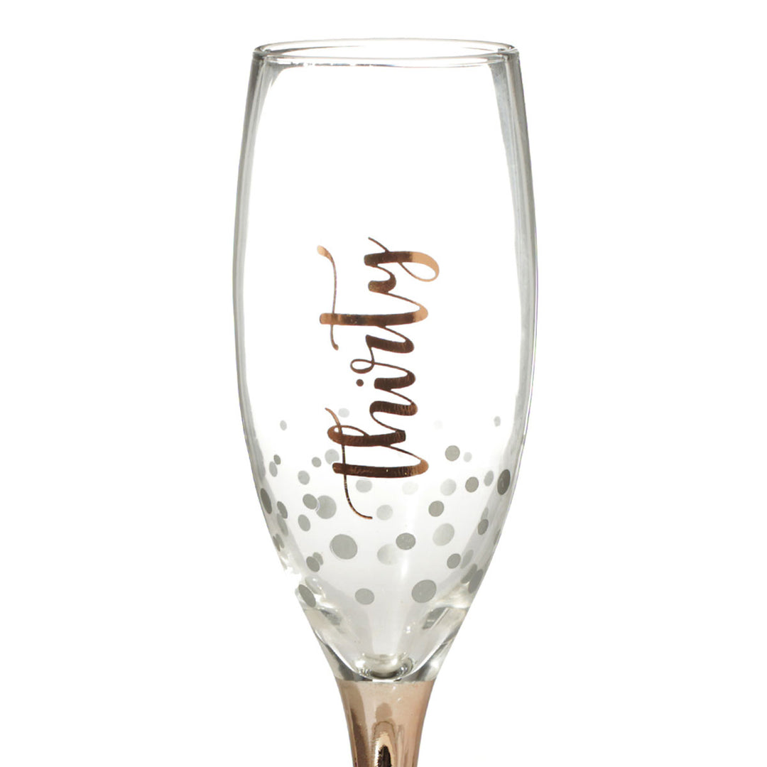 Personalised Rose Gold 30th Birthday Champagne Flute Glass