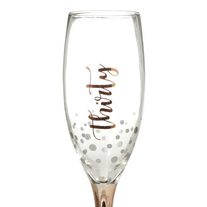Personalised Rose Gold 30th Birthday Champagne Flute Glass