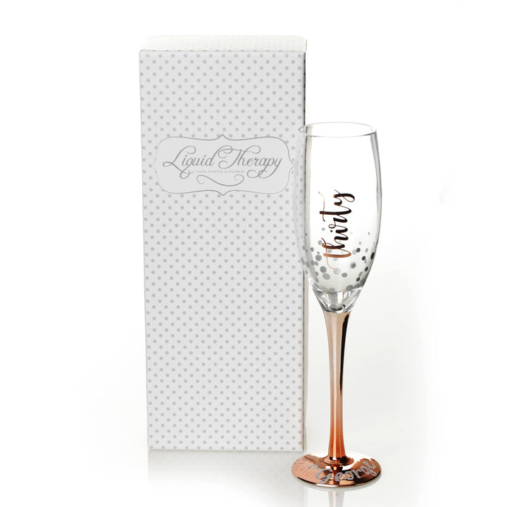 Personalised Rose Gold 30th Birthday Champagne Flute Glass