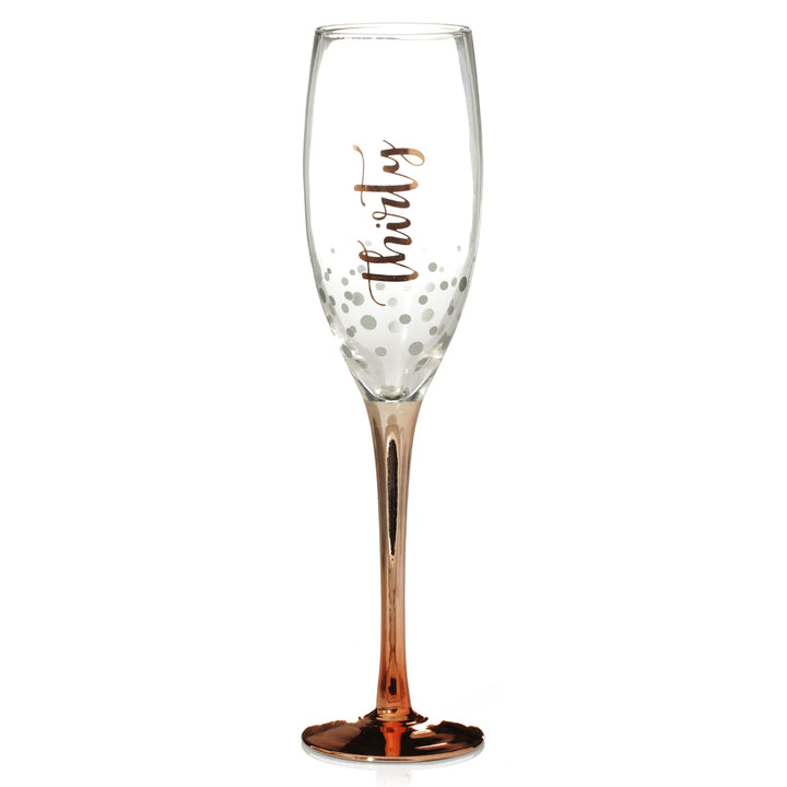 Personalised Rose Gold 30th Birthday Champagne Flute Glass