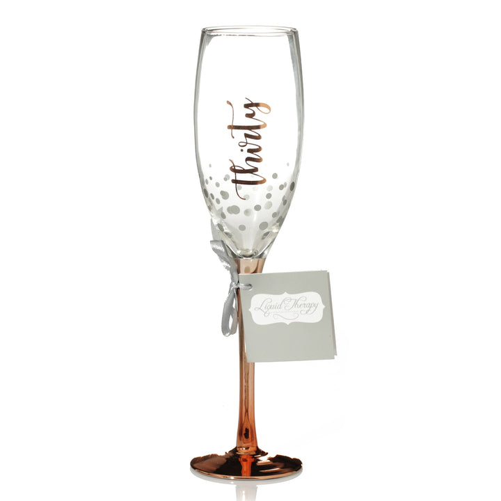 Personalised Rose Gold 30th Birthday Champagne Flute Glass