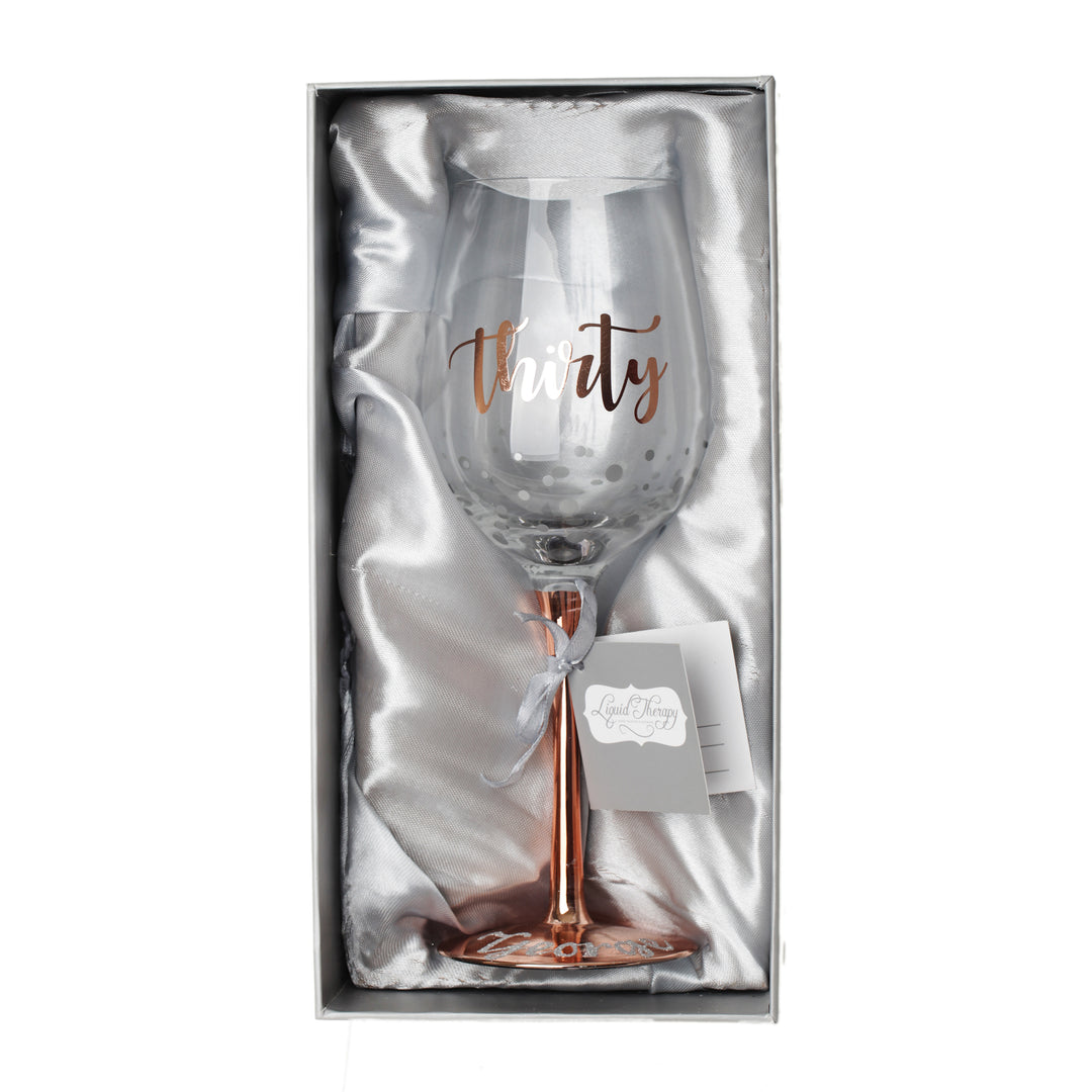 Personalised Rose Gold 30th Birthday Wine Glass