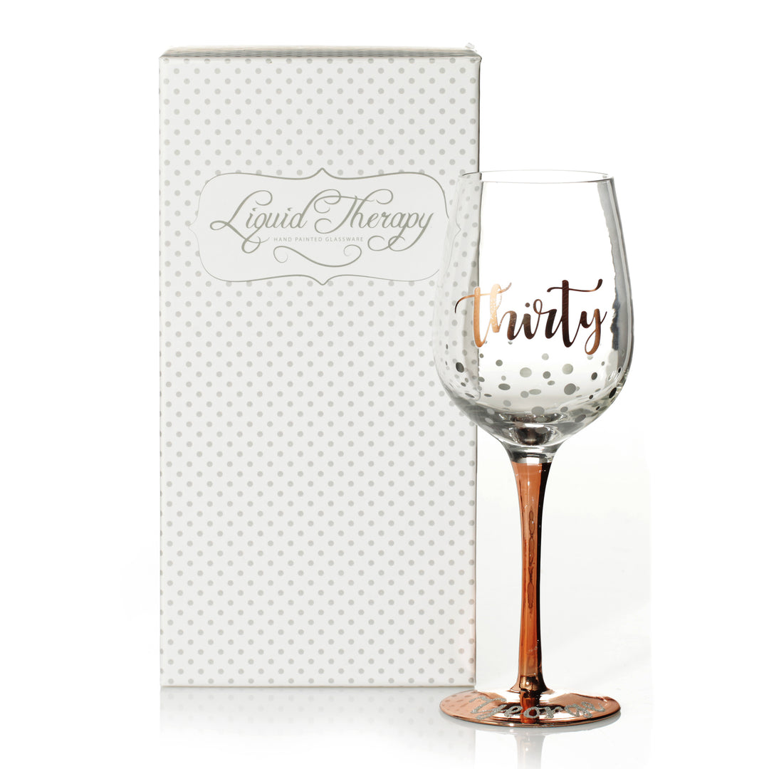 Personalised Rose Gold 30th Birthday Wine Glass