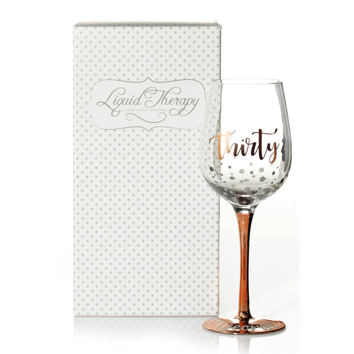 Personalised Rose Gold 30th Birthday Wine Glass
