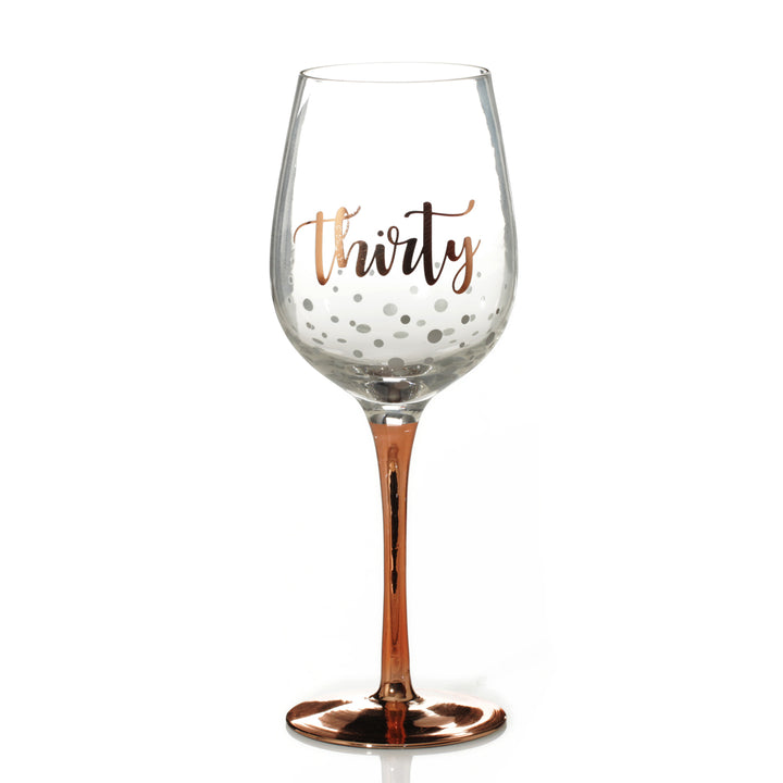 Personalised Rose Gold 30th Birthday Wine Glass