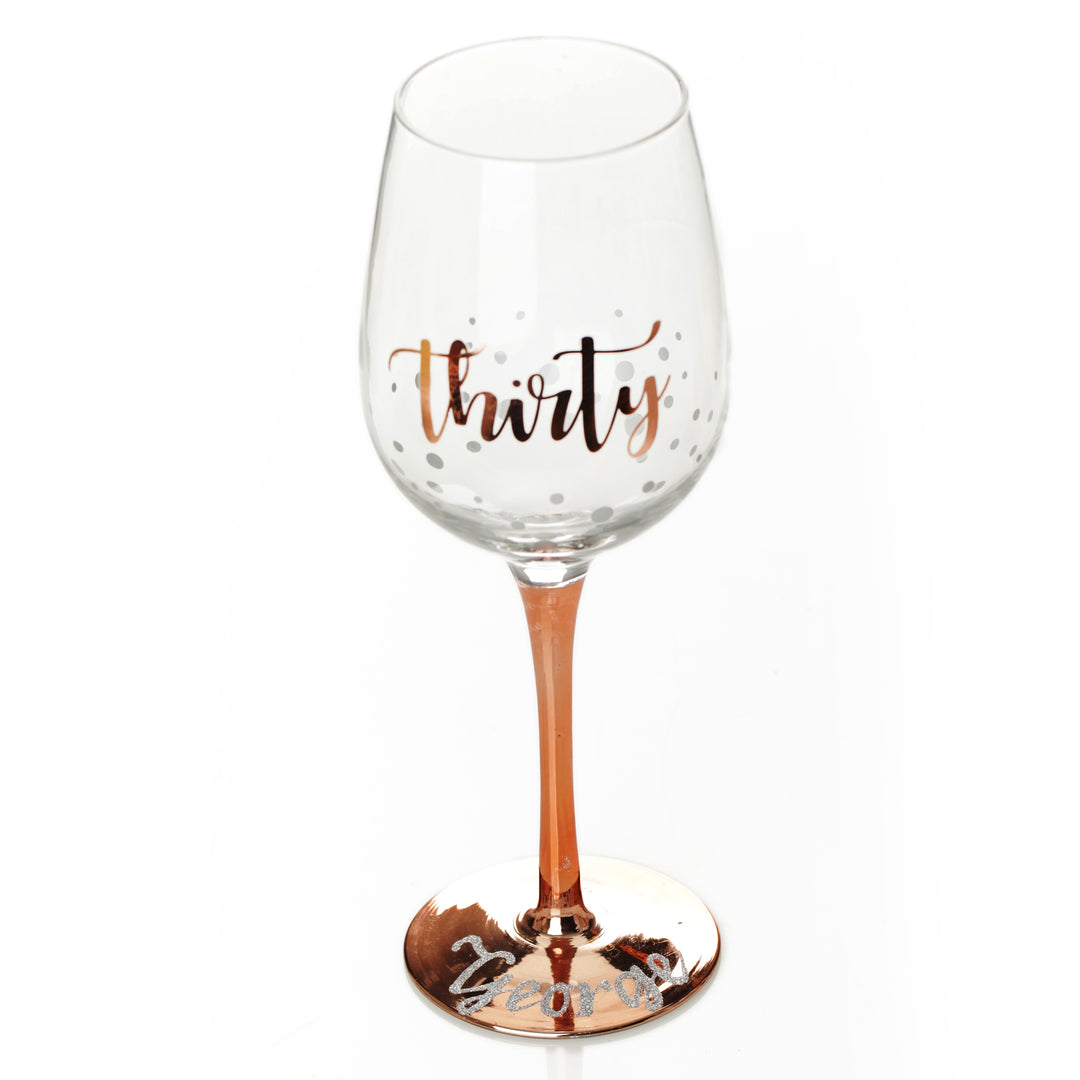 Personalised Rose Gold 30th Birthday Wine Glass