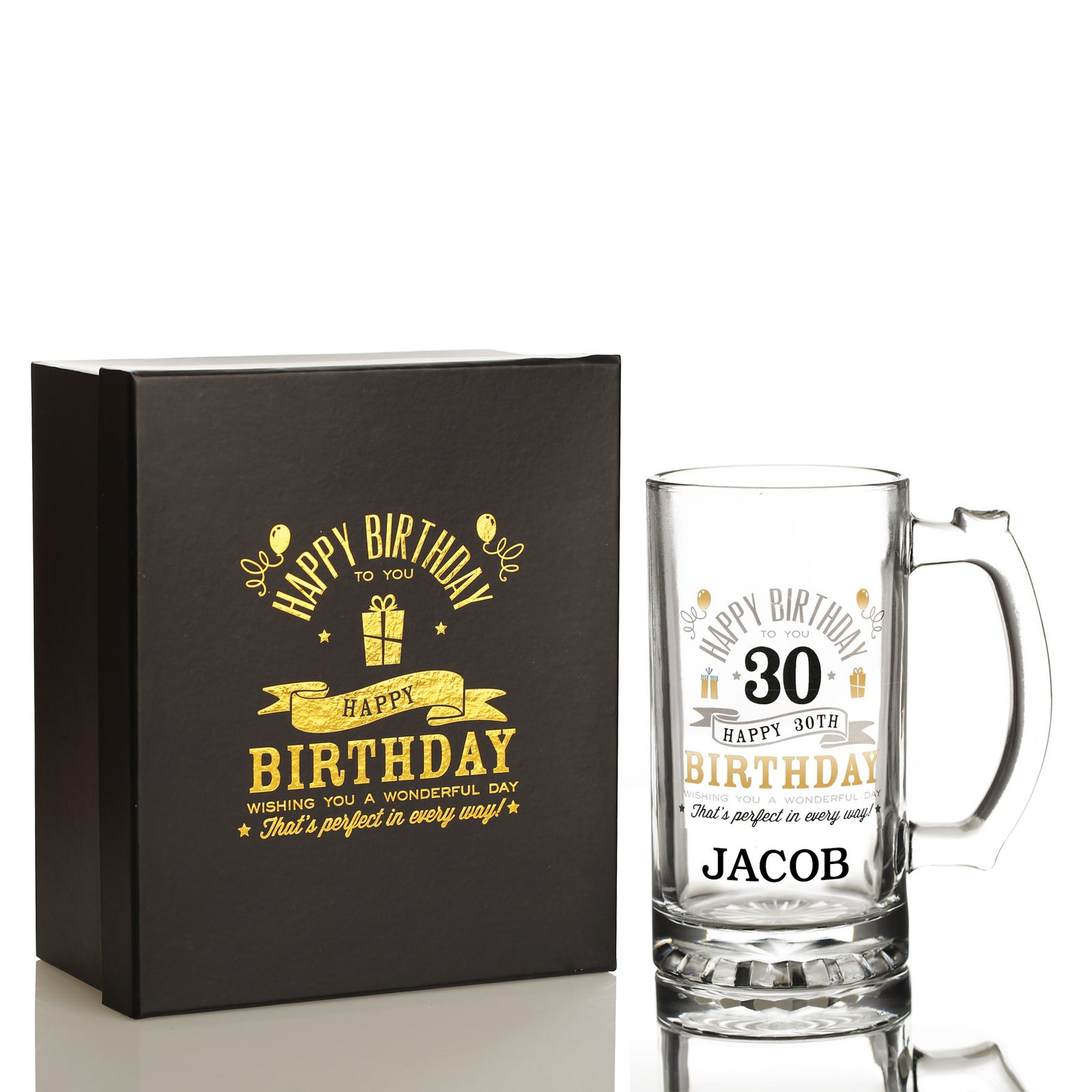  Personalised 30th Happy Birthday Tankard Glass Stein