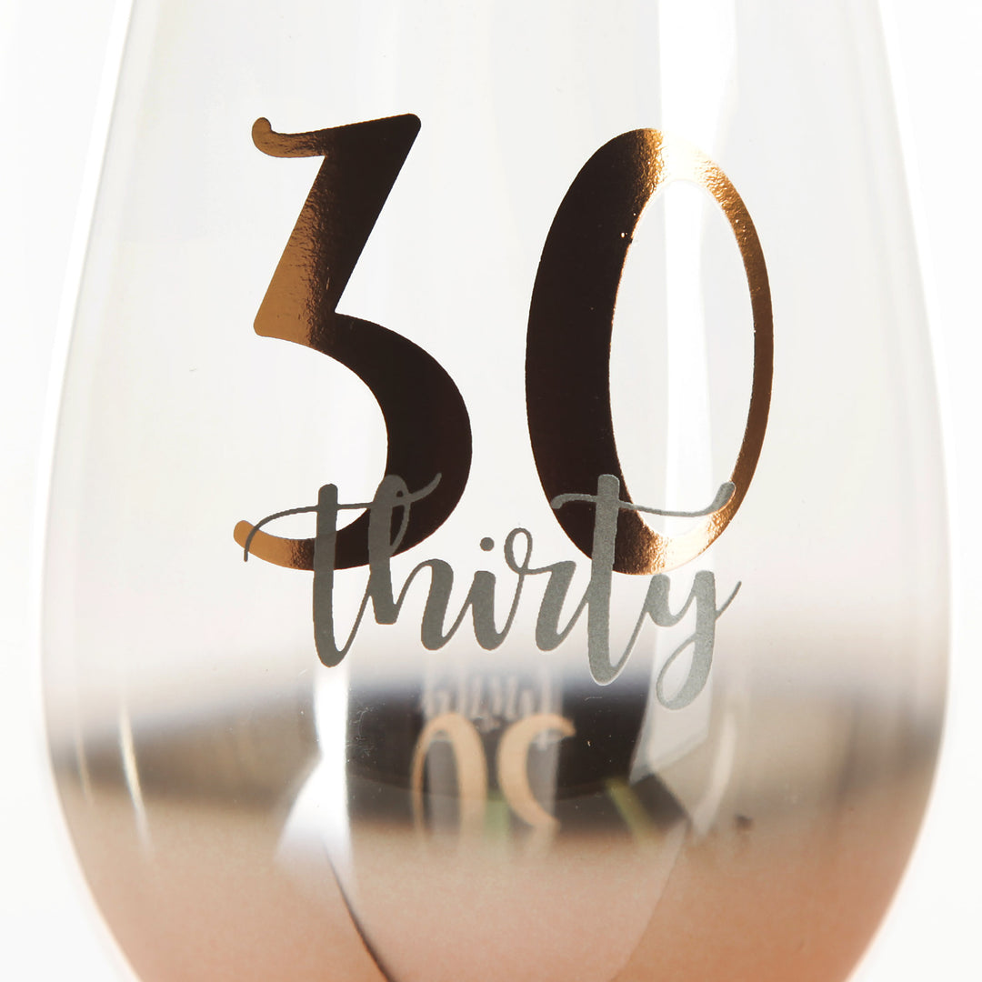 Personalised Rose Gold Ombre 30th Birthday Wine Glass