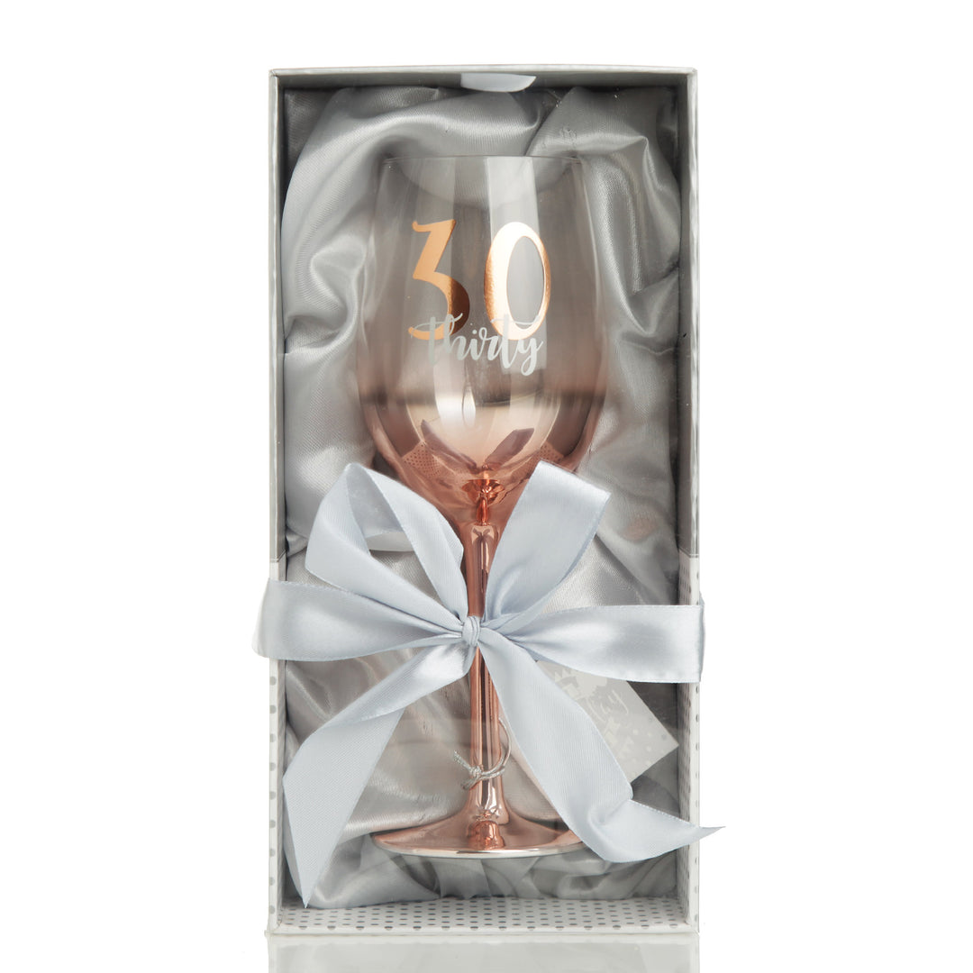 Personalised Rose Gold Ombre 30th Birthday Wine Glass