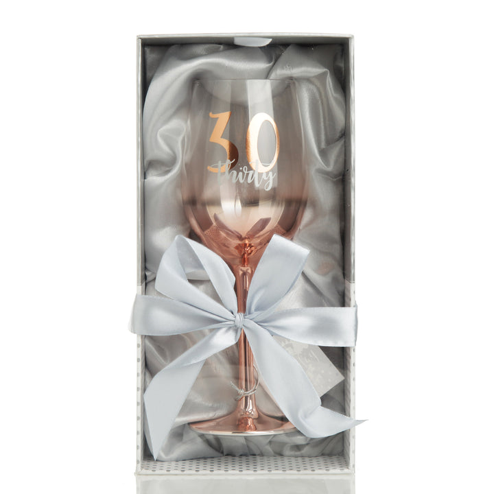 Personalised Rose Gold Ombre 30th Birthday Wine Glass