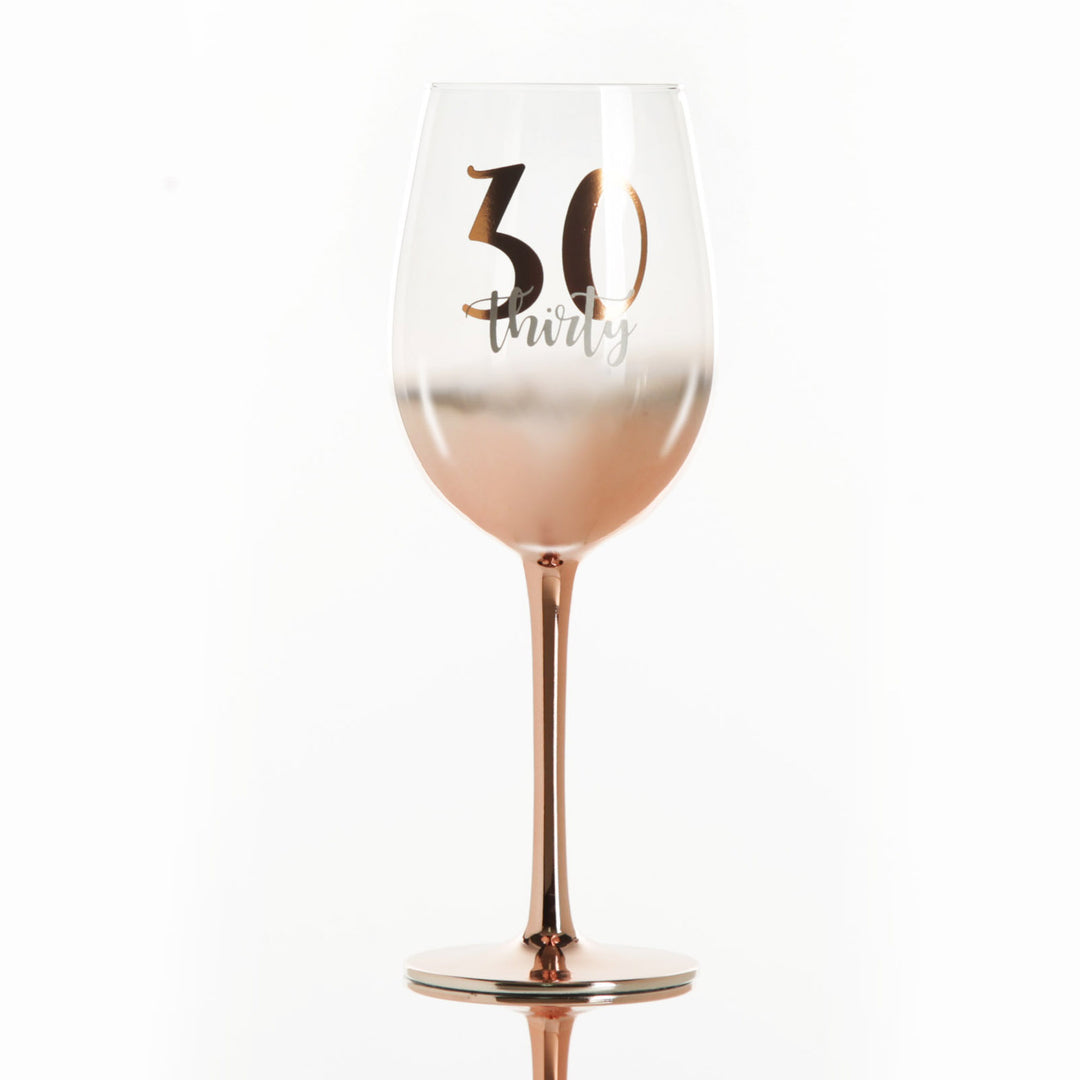 Personalised Rose Gold Ombre 30th Birthday Wine Glass