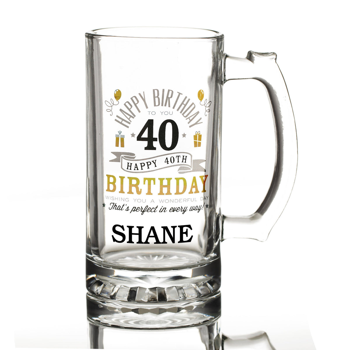  Personalised 40th Happy Birthday Tankard Glass Stein