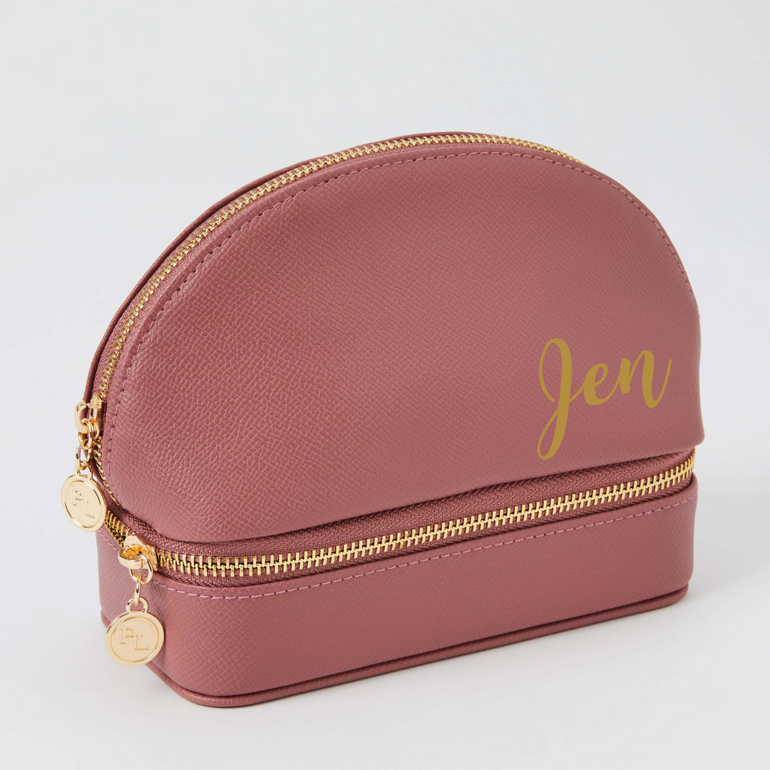 Personalised Amara Cosmetic &amp; Jewellery Holder Case - Rosewood