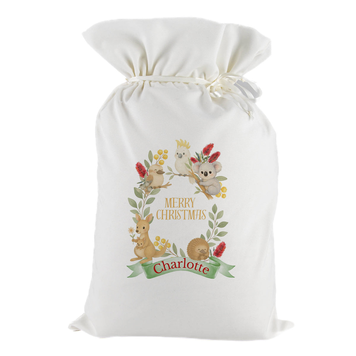 Personalised Aussie Animals Santa Sack