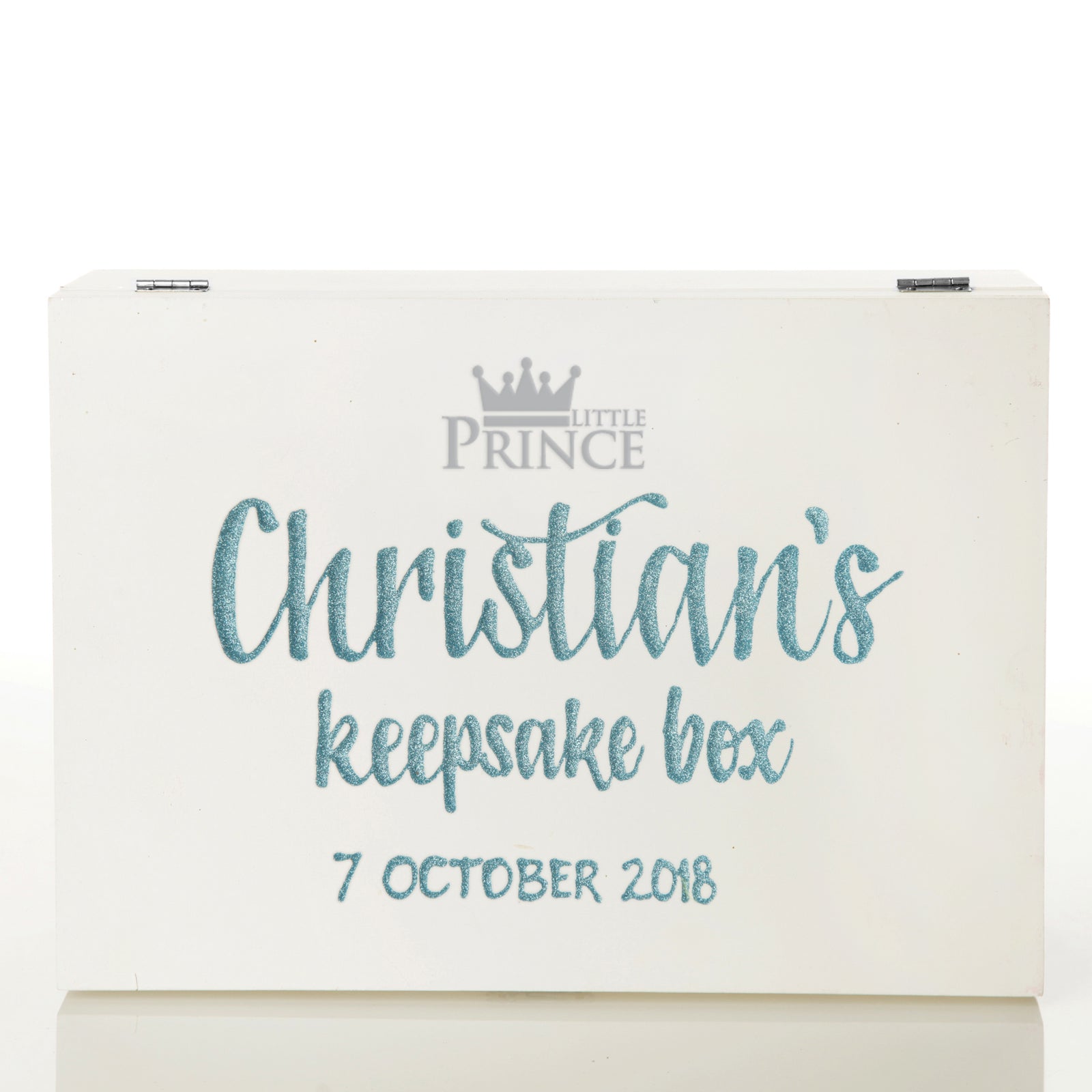 Personalised White Wood Little Prince Boy Keepsake Box