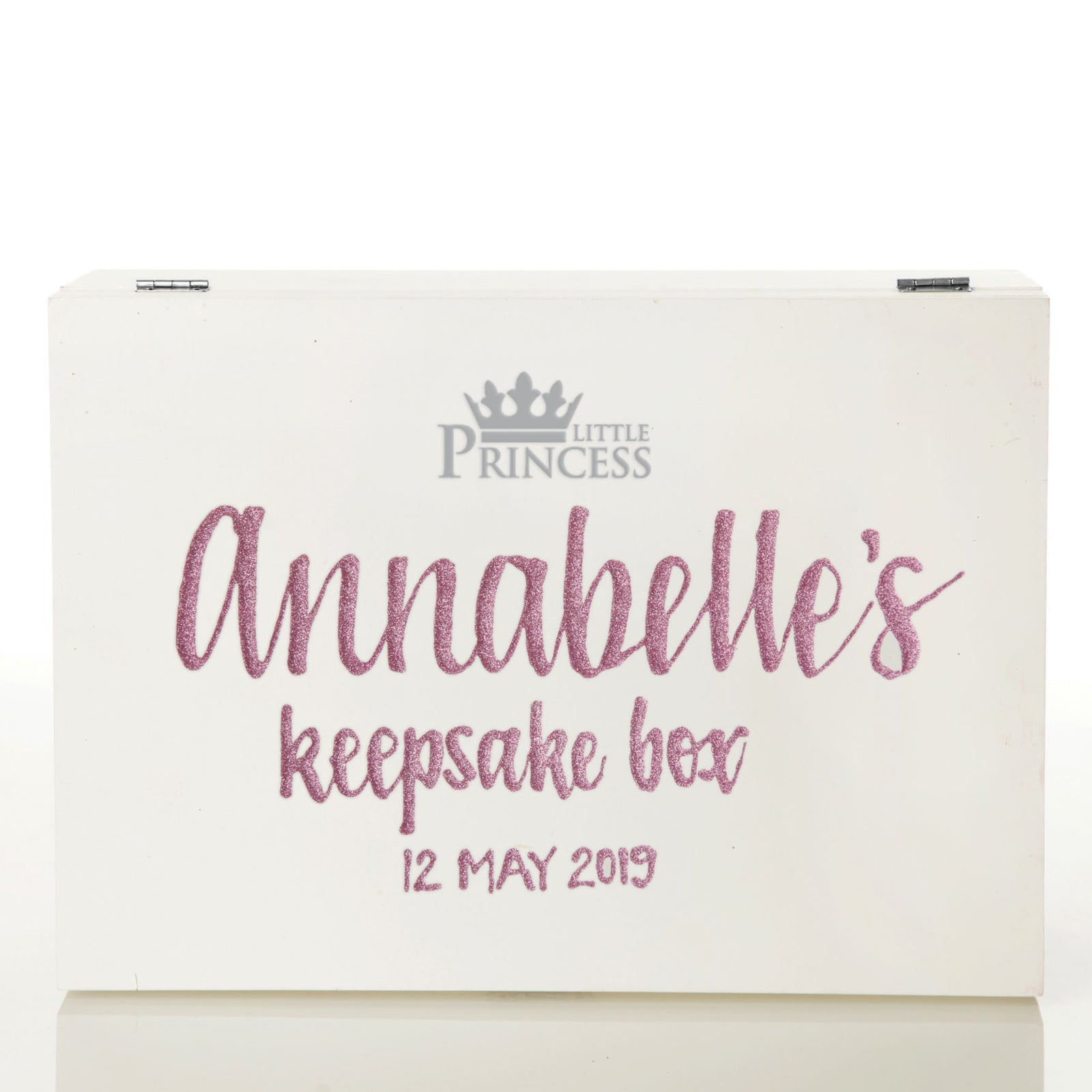 Personalised Little Princess White Wood Girl Keepsake Box