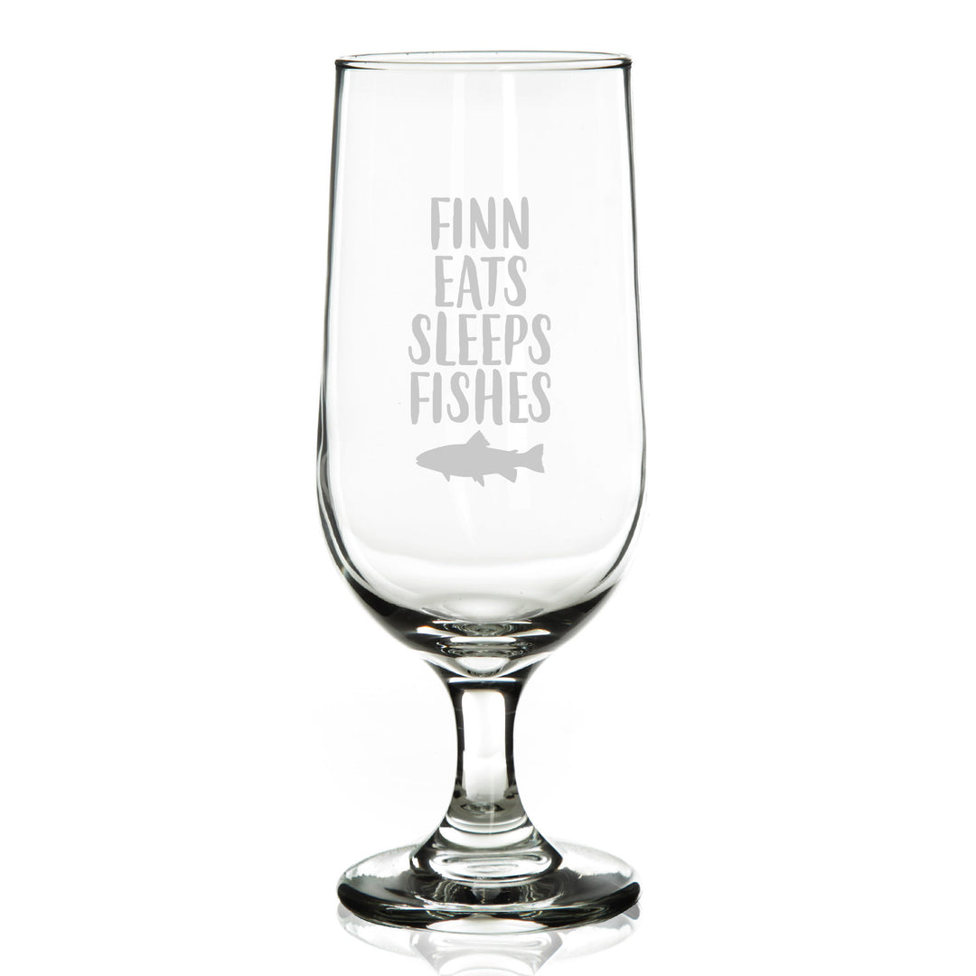 Personalised Eats Sleeps Fishes Beer Glass