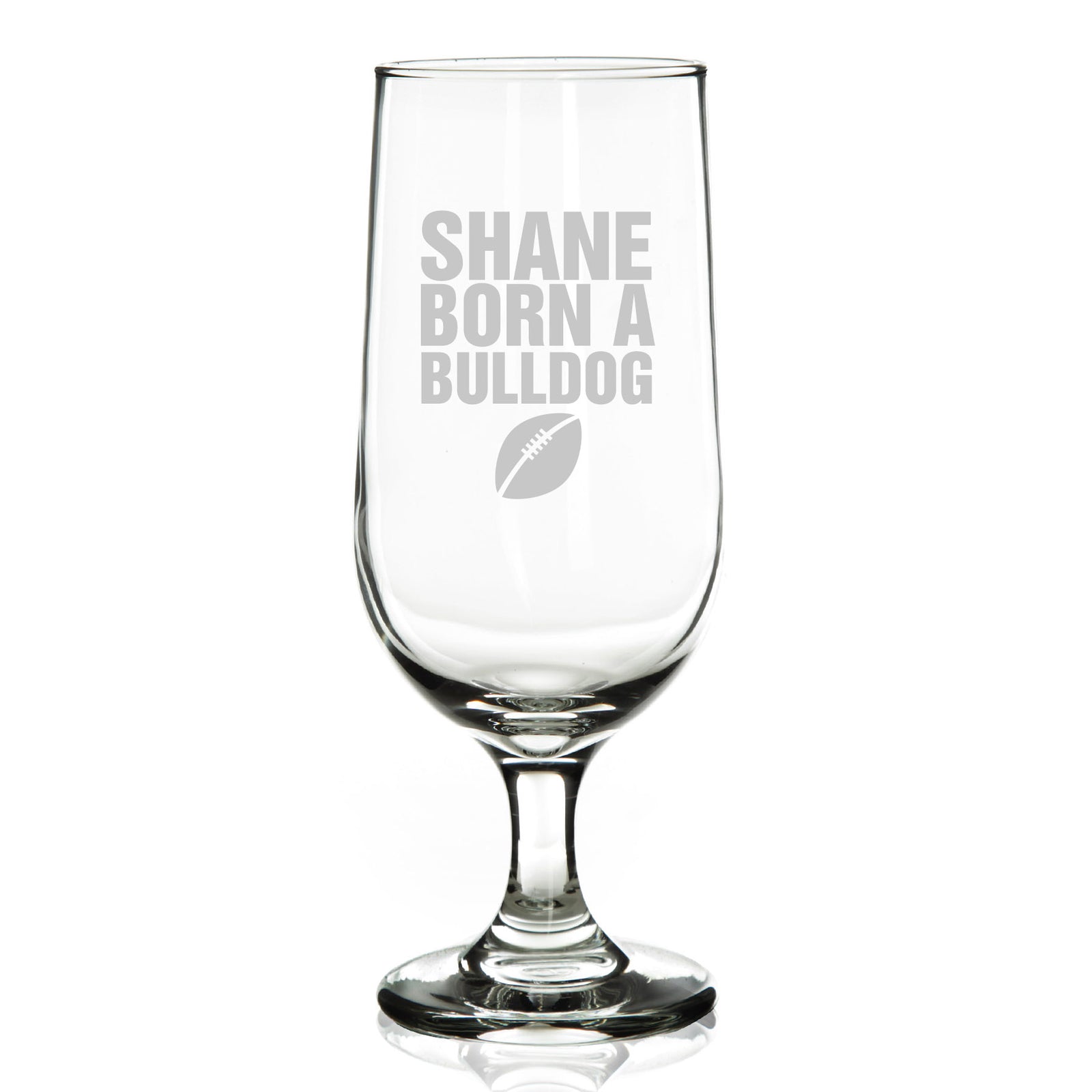 Personalised Born for Footy Beer Glass