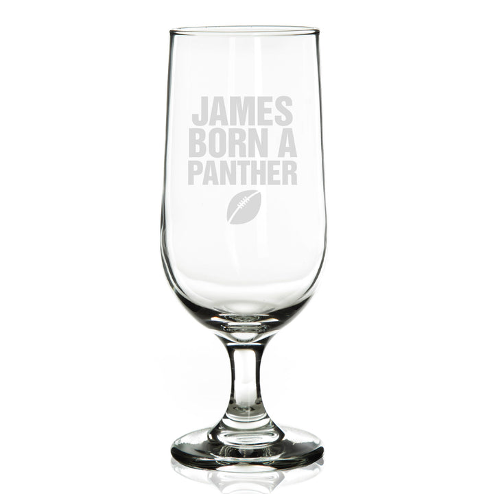 Personalised Born for Footy Beer Glass