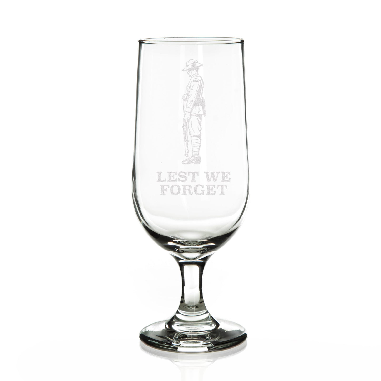 ANZAC Tribute Memorial Solider Engraved Beer Glass
