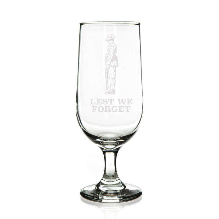 ANZAC Tribute Memorial Solider Engraved Beer Glass