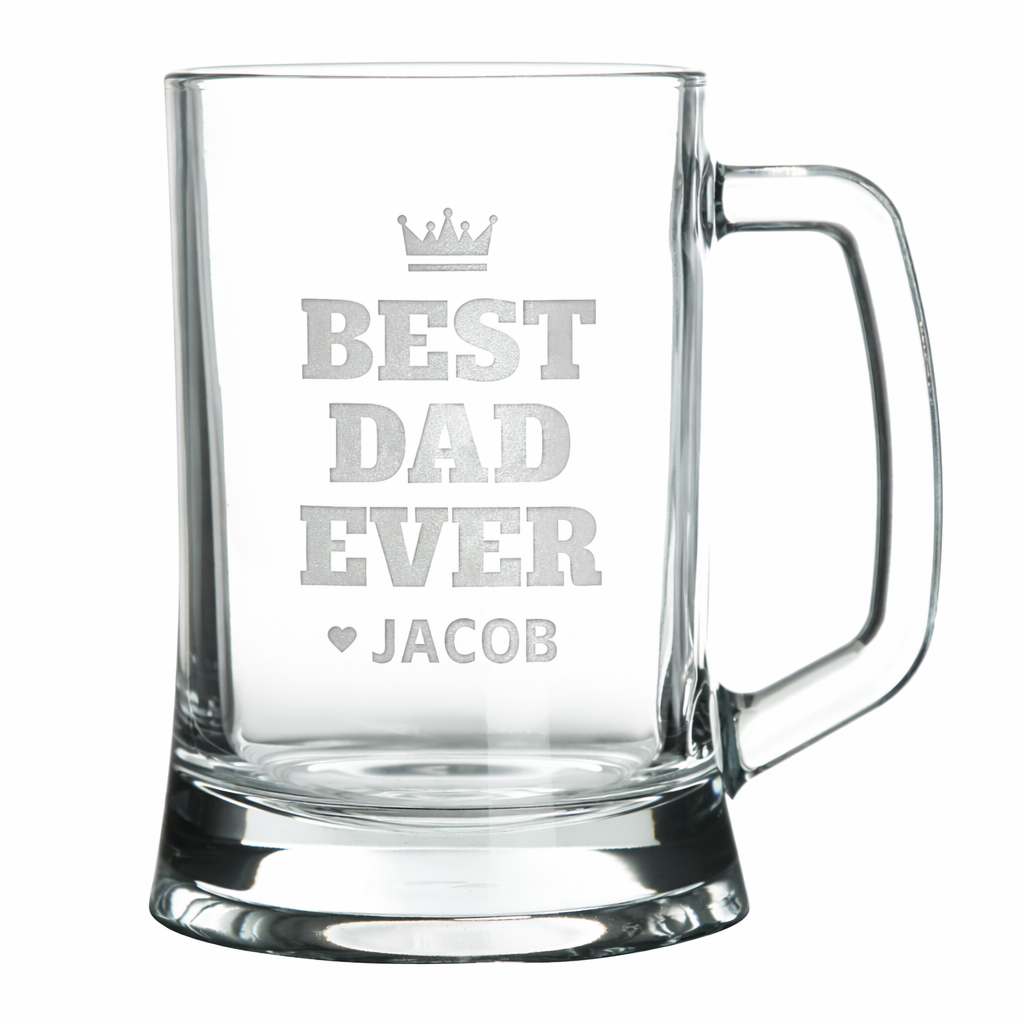Personalised Best Dad Ever Tankard Glass Stein