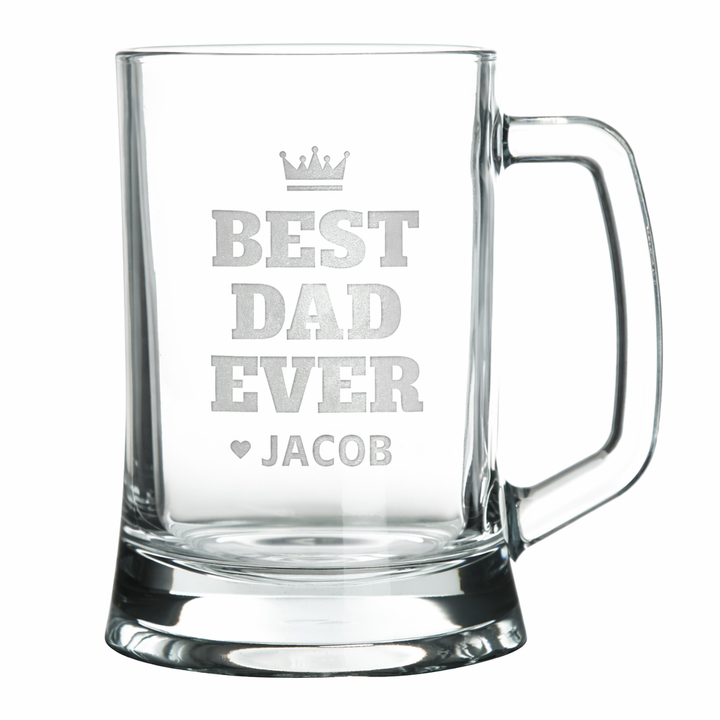 Personalised Best Dad Ever Tankard Glass Stein