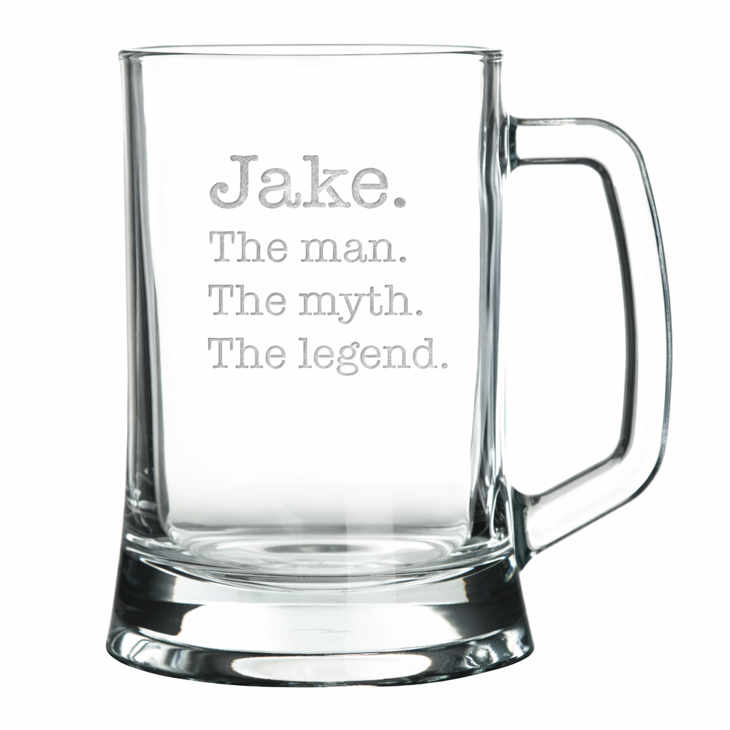 Personalised Man Myth Legend Tankard Glass Stein