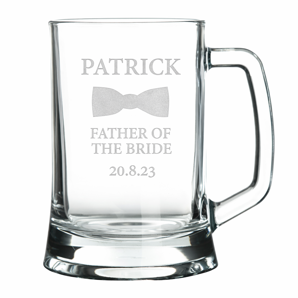 Personalised Father of the Bride Tankard Glass Stein