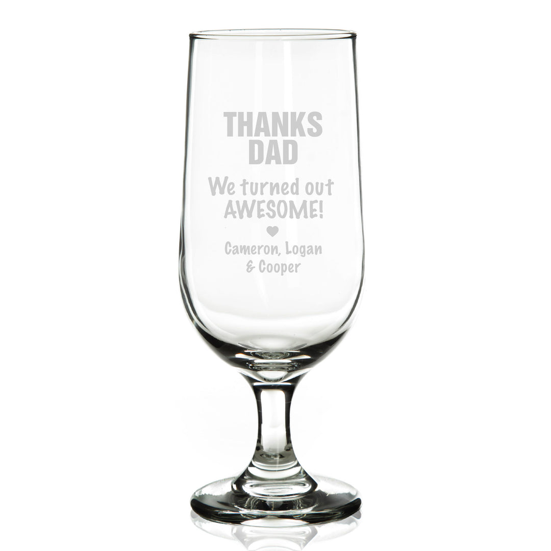 Personalised Thanks Dad Beer Glass