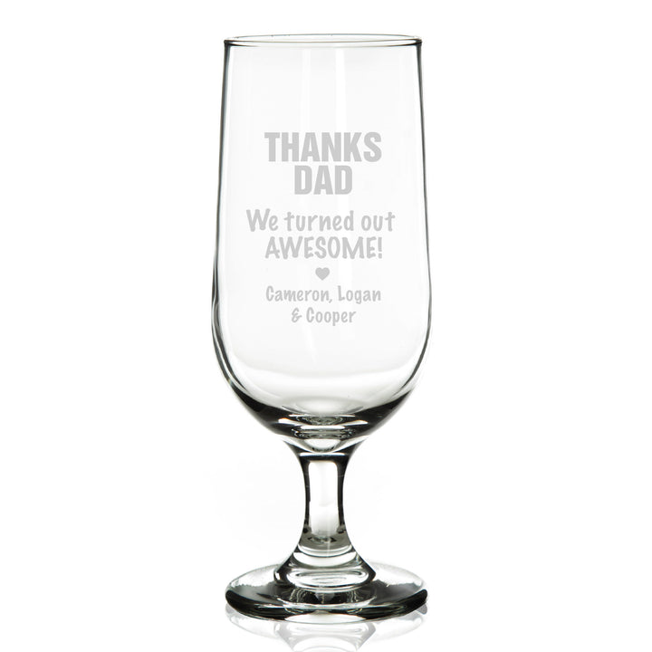 Personalised Thanks Dad Beer Glass