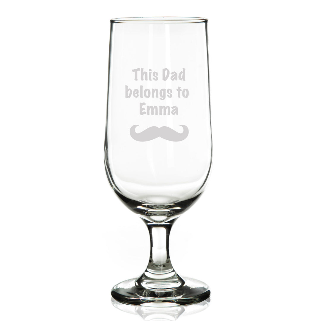 Personalised This Dad Belongs To Beer Glass