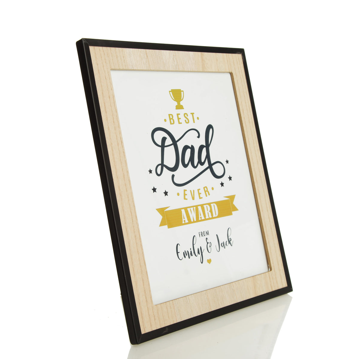 Personalised Best Dad Ever Award in Deluxe Timber Frame