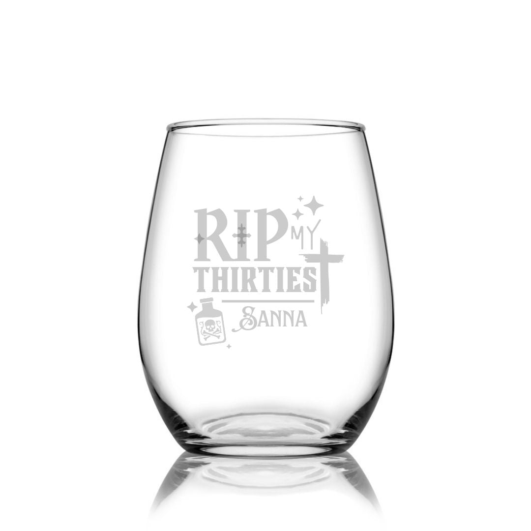 personalised-birthday-stemless-wine-glass-pop-culture-design-laser-etched