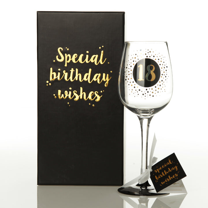 Personalised Black and Gold 18th Birthday Wine Glass