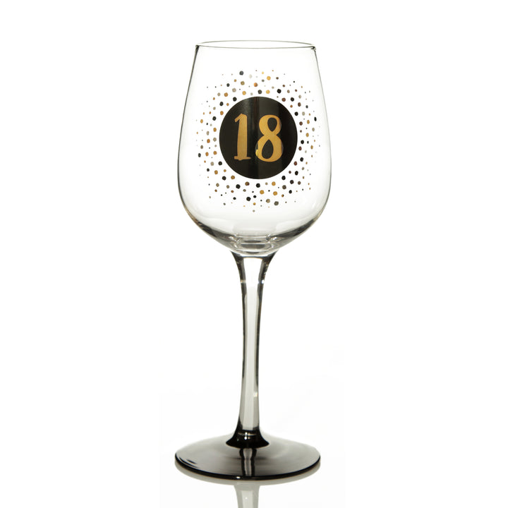 Personalised Black and Gold 18th Birthday Wine Glass