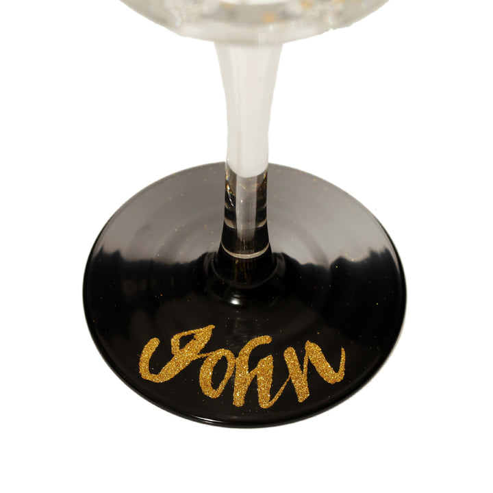 Personalised Black and Gold 18th Birthday Wine Glass