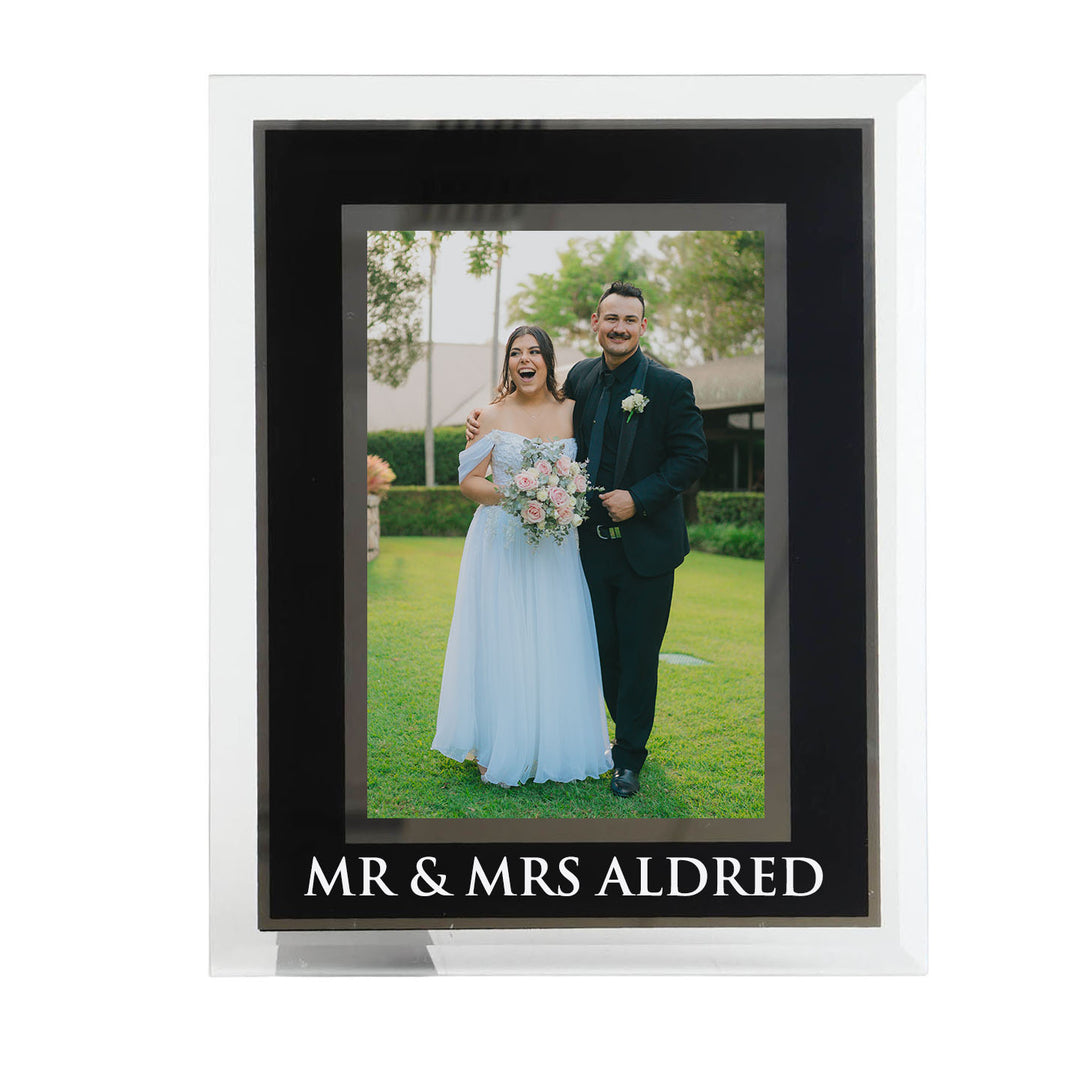 Personalised Black and Silver Glass Photo Frame