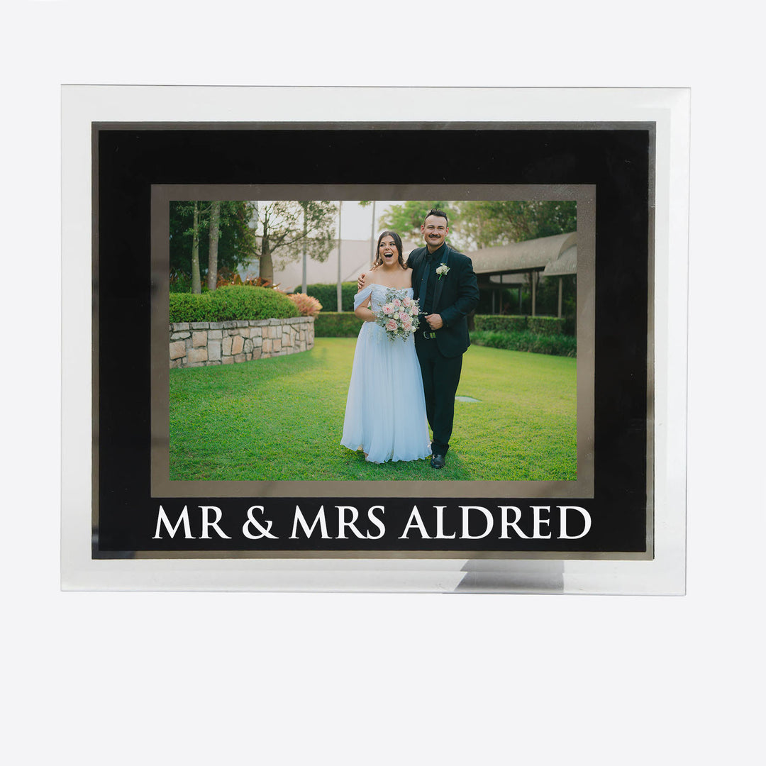 Personalised Black and Silver Glass Photo Frame