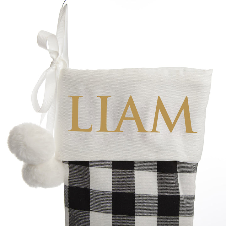 Personalised Black and White Buffalo Check Christmas Stocking