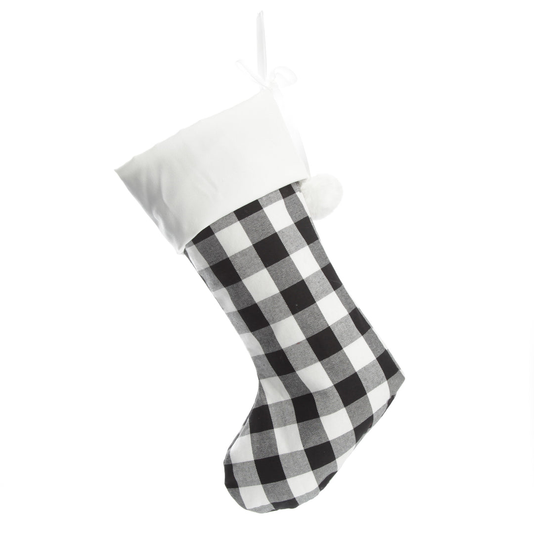 Personalised Black and White Buffalo Check Christmas Stocking