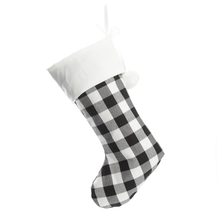 Personalised Black and White Buffalo Check Christmas Stocking