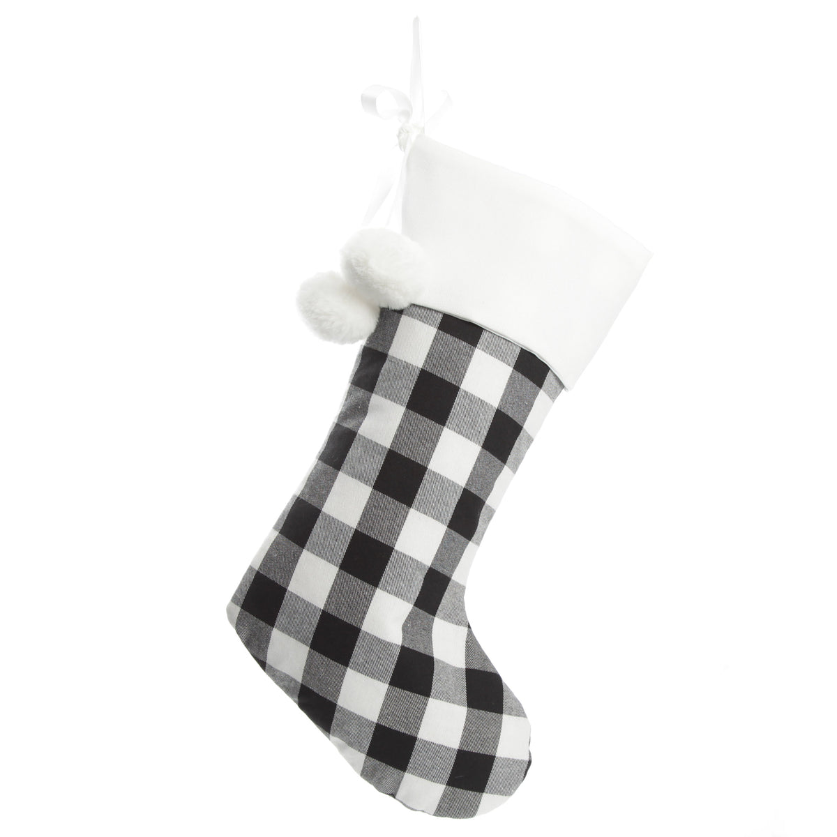 Personalised Black and White Buffalo Check Christmas Stocking